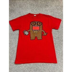 Domo Kun Graphic T-Shirt Adult Small Red Good Nerd Glasses Calculator Mascot